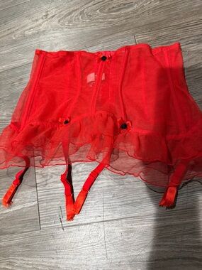 Agent Provocateur Red Sheer Gartered Bustier